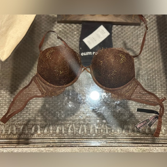 Victoria’s Secret®️ BOMBSHELL™️Brown Lace & Mesh Bra Size 36B - Picture 3 of 14